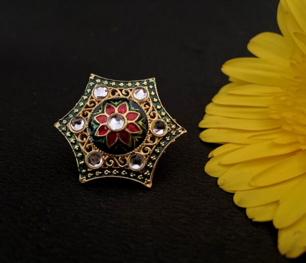 Stylish Kundan Meena Rings