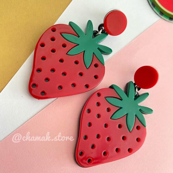 Strawberry Earrings- Fruit jewelry