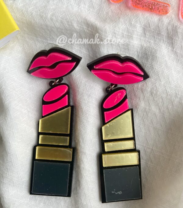 Sexy Pink Lipstick Earrings- Acrylic Earrings