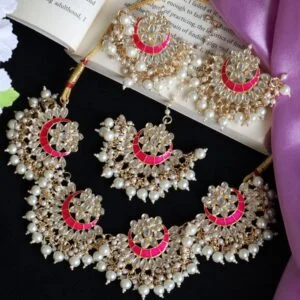 Pink Kundan Necklace set