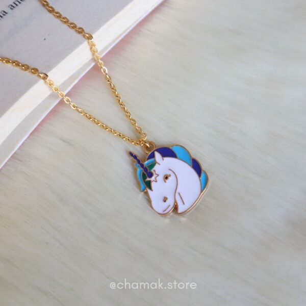 Blue Unicorn Pendant Necklace