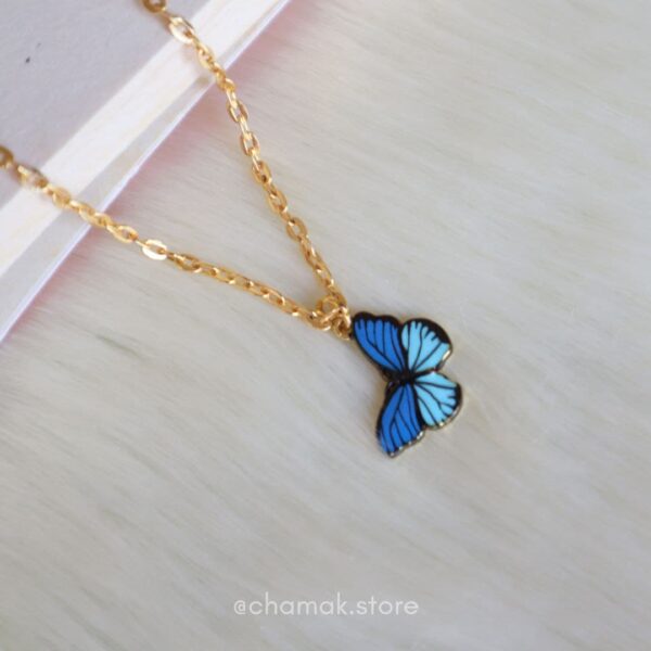 Small Blue Butterfly Necklace Chain