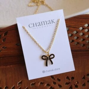 Black Bow Charm Necklace