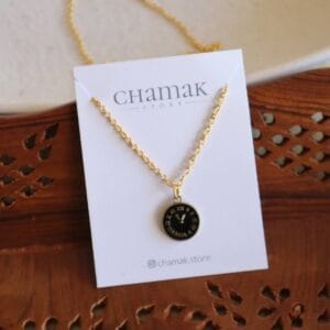 Black Clock Charm Necklace