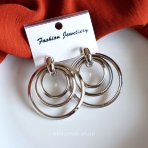 Triple Loop Silver Stud Earrings