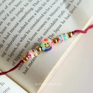 Rainbow Flower Smiley Rakhi For Kids