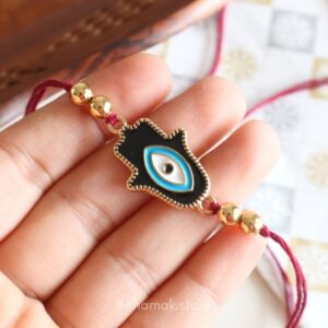 hamsa black evil eye rakhi