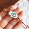 hamsa White evil eye rakhi