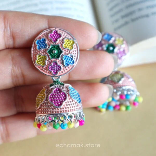 MANYA Jhumka Earrings- Multicolor Oxidised Earrings