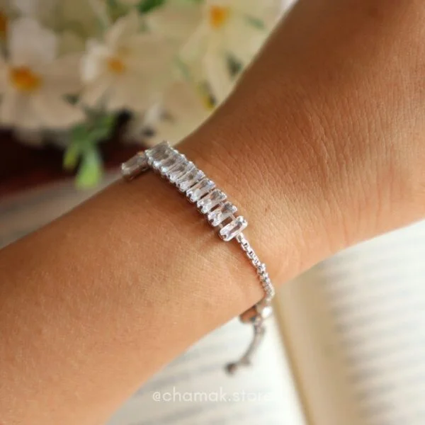 Tennis String Bracelet- Silver