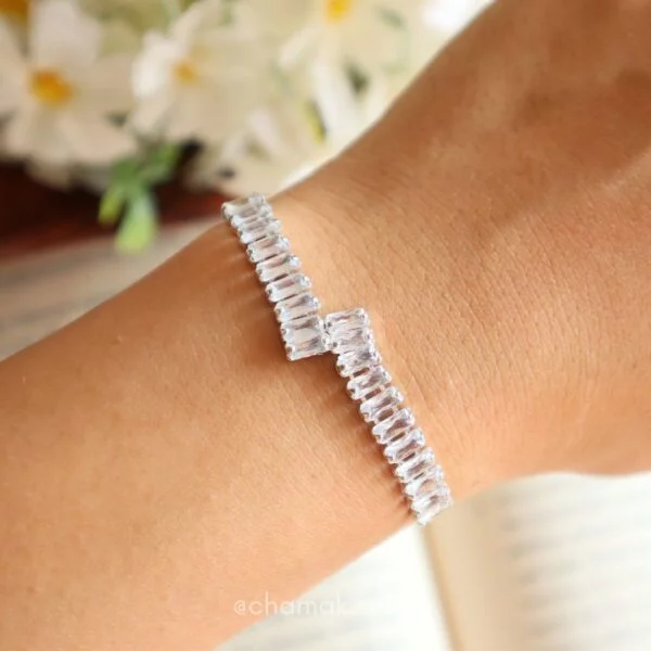 Tennis String Bracelet- Silver