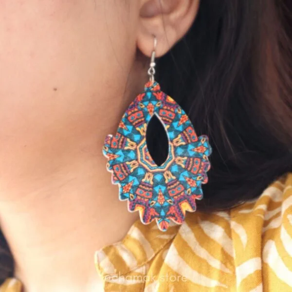 Multicolor Wooden Drop Earrings