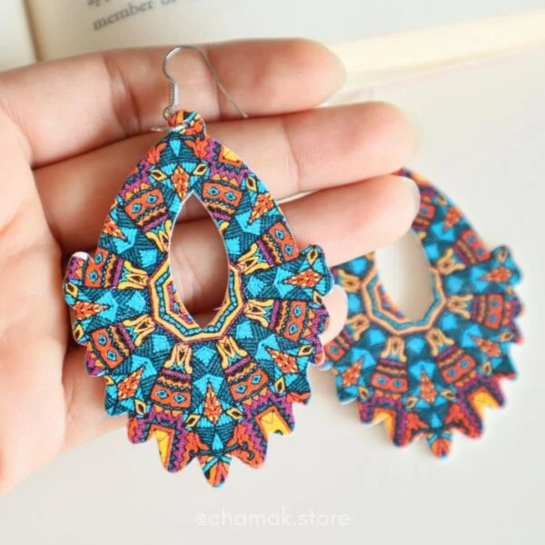 Multicolor Wooden Drop Earrings