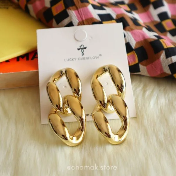 Danna- Golden Chunky Chain Link Earrings