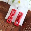 Red Link Chain Drop Earrings