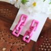Pink Link Chain Drop Earrings