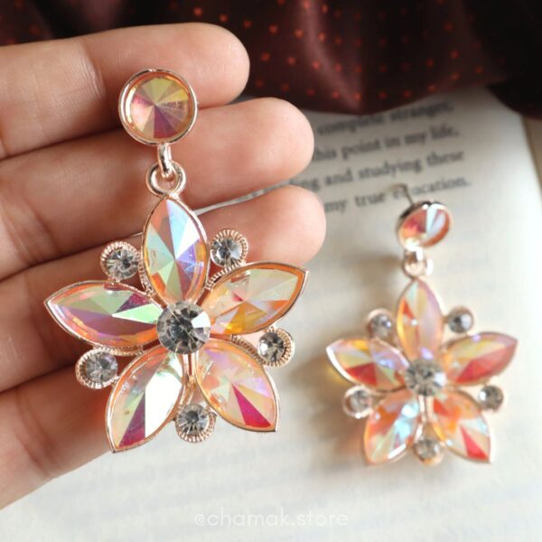 Korean Rhinestone Flower Style Earrings-II