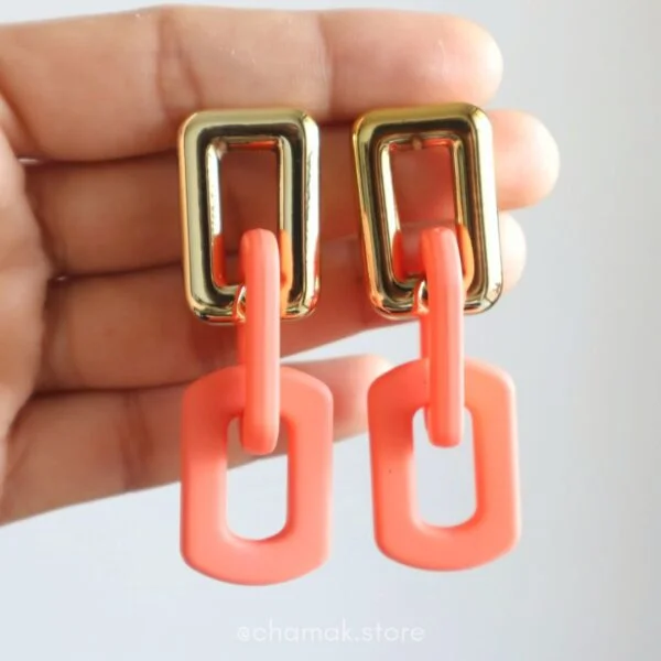 Link Chain Drop Earrings- Peach Echo