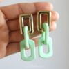 Link Chain Drop Earrings- Mint