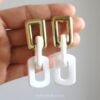 Link Chain Drop Earrings- White