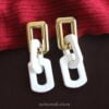 Link Chain Drop Earrings- White