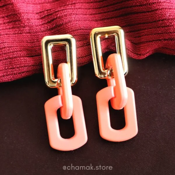 Link Chain Drop Earrings- Peach Echo