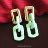 Link Chain Drop Earrings- Mint