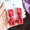 Red Link Chain Drop Earrings