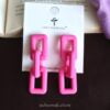 Pink Link Chain Drop Earrings