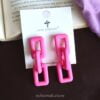 Pink Link Chain Drop Earrings