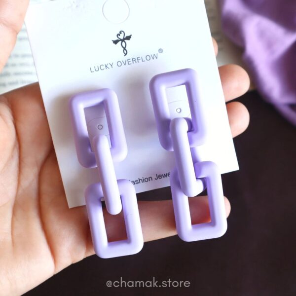 Lavender Link Chain Drop Earrings