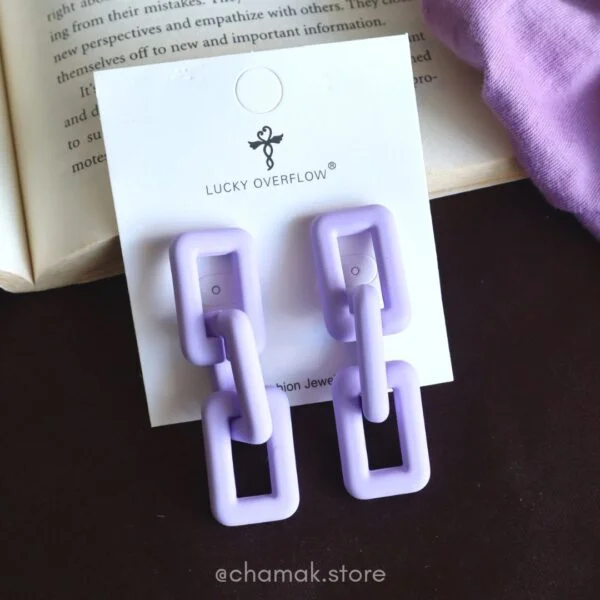 Lavender Link Chain Drop Earrings