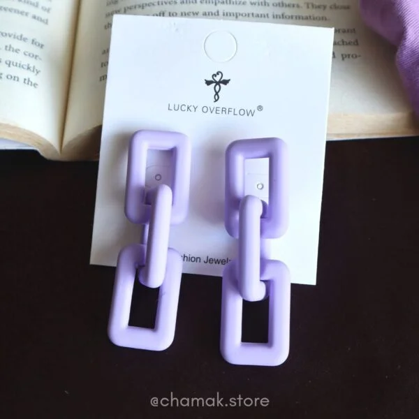 Lavender Link Chain Drop Earrings