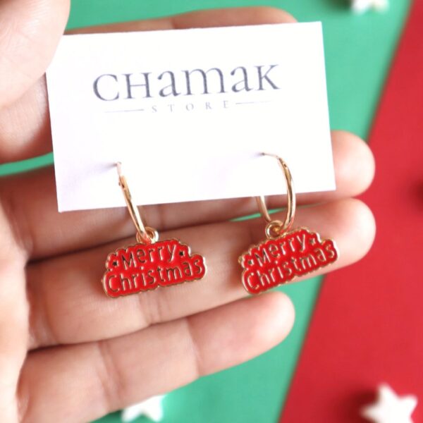 Merry Christmas Earrings- Red