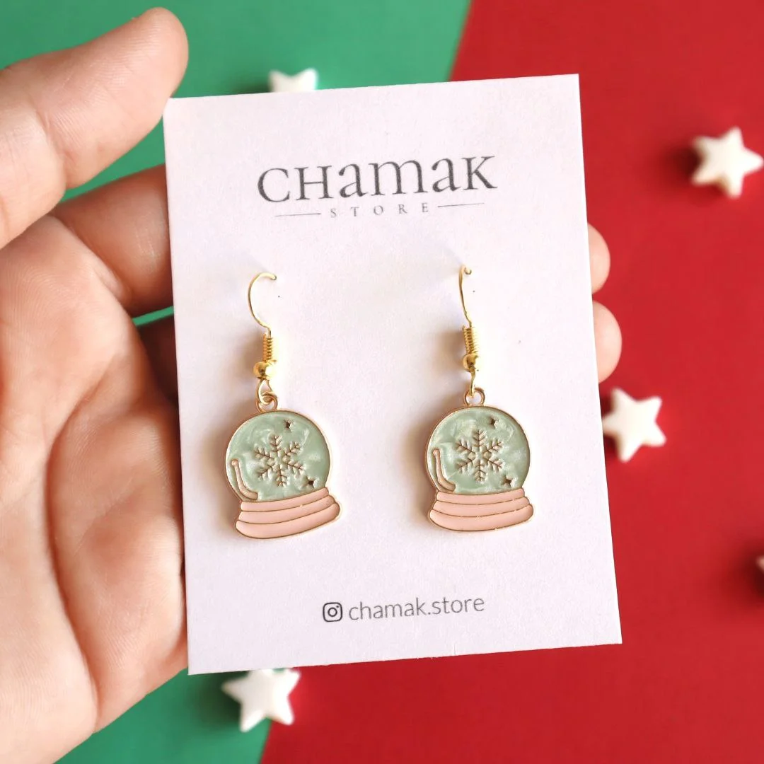 Snow Globe Christmas Earrings