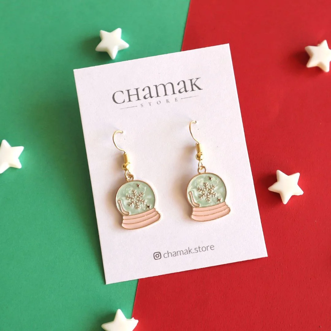 Snow Globe Christmas Earrings