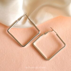 Silver Square Hoop Earrings