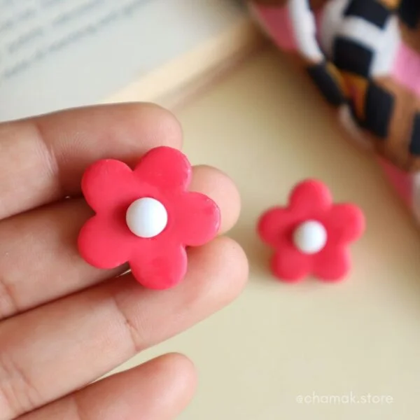 Red Flower Earrings