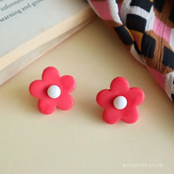 Red Flower Earrings