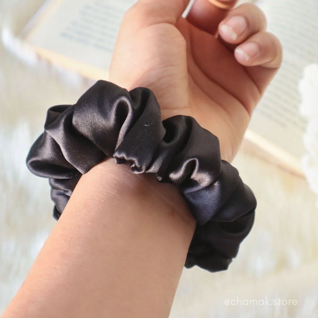 Black Satin Scrunchie