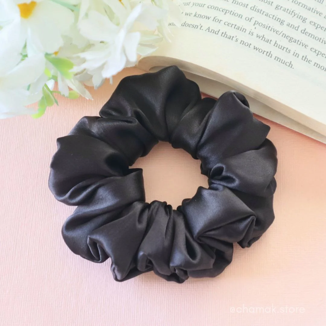 Black Satin Scrunchie
