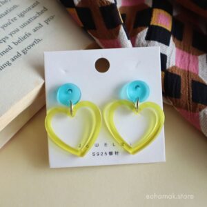 Stylish Heart Earrings- Yellow
