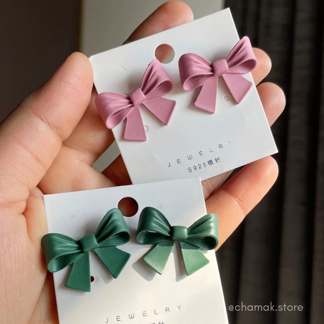 Green Bow Earrings
