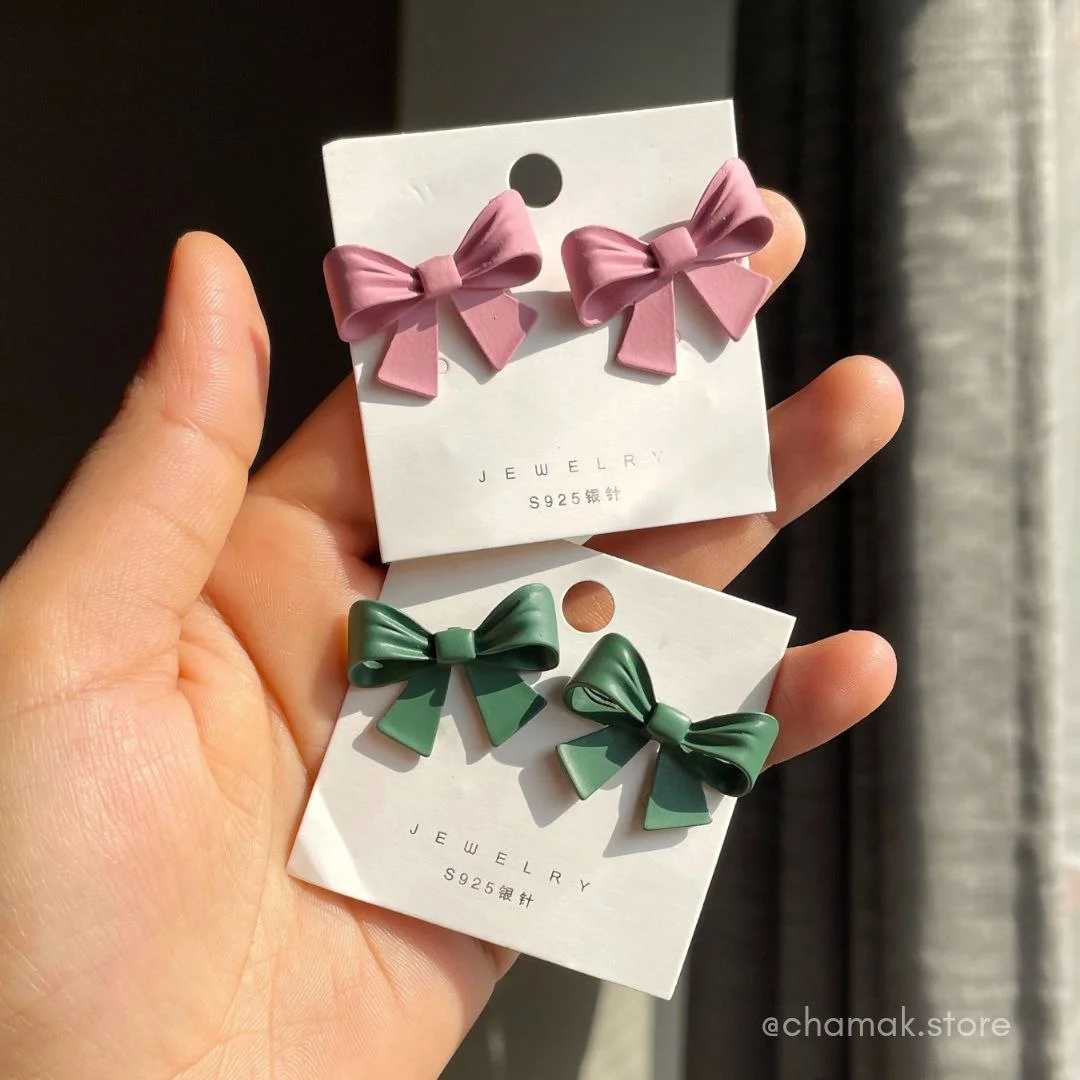 Green Bow Earrings