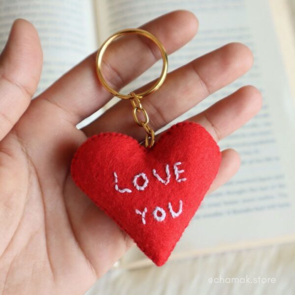 "Love You" Red Heart Keychain