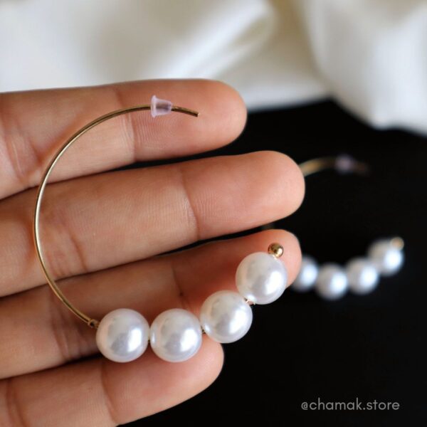 Trendy White Pearl Earrings