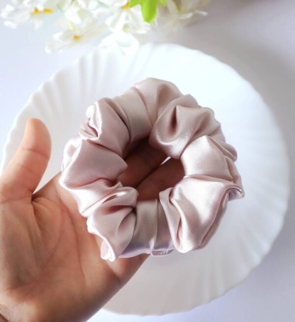 Elegant Blush Satin Scrunchie