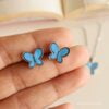 Blue Butterfly Combo Of Necklace, Earrings & Ring