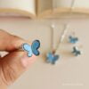 Blue Butterfly Combo Of Necklace, Earrings & Ring