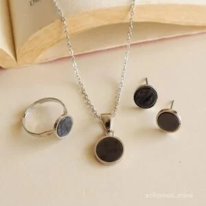 Black Combo Of Necklace, Earrings & Ring
